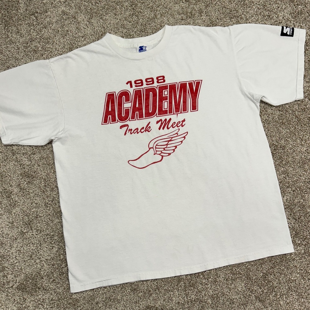 Vintage 1988 Academy Track Meet Shirt Starter Men Size Large Made In USA 90s‎